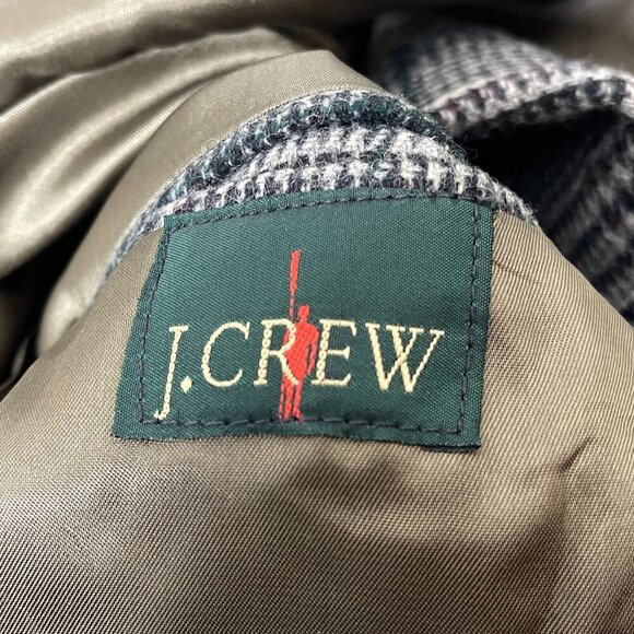 Vtg J. Crew Plaid‎ Blazer Men's 40R Gray Sport Coat 100% Wool Jacket Career USA - Picture 9 of 13